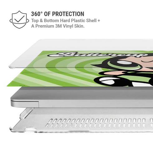 Cartoon Network Powerpuff Girls Buttercup Green Hearts MacBook Air 15in (2023-2025) Case plus Skin